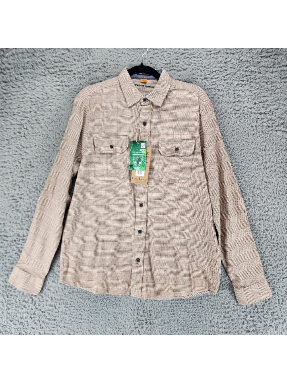 Tailor Vintage Mens Medium Brown Long Sleeve Button Up *NWT*